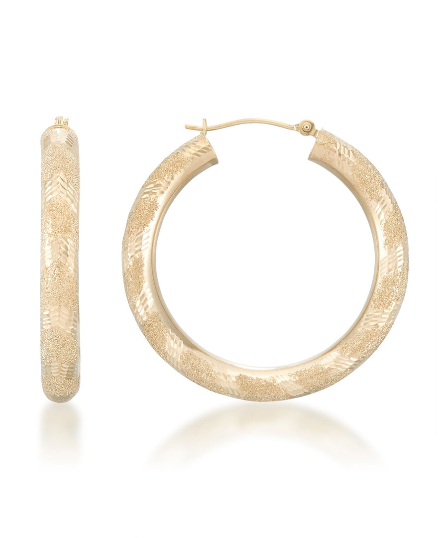 Yellow Gold_10K Gold Bold Medium Chevron Hoop Earrings - iHeart Jewels_I_Heart_1