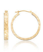 Load image into Gallery viewer, Yellow Gold_10K Gold Bold Woven Diamond Cut Square Tube Medium Round Hoop Earrings - iHeart Jewels_I_Heart_1