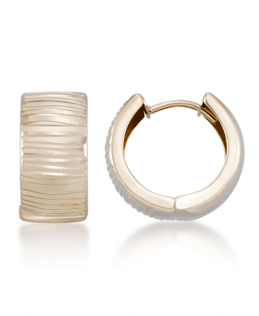 Yellow Gold_10K Gold Diamond Cut Bold Huggie Hoop Earrings_I_Heart_1