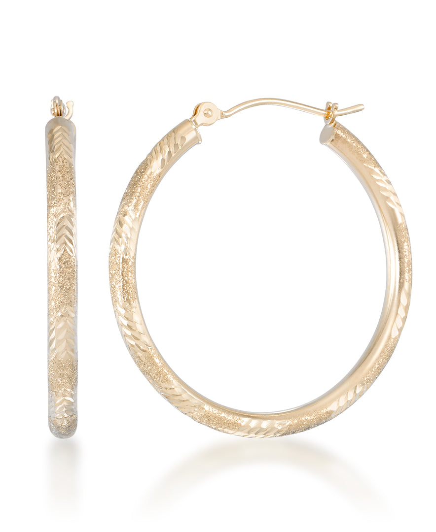Yellow Gold_10K Gold Diamond Cut Chevron Hoop Earrings_I_Heart_1