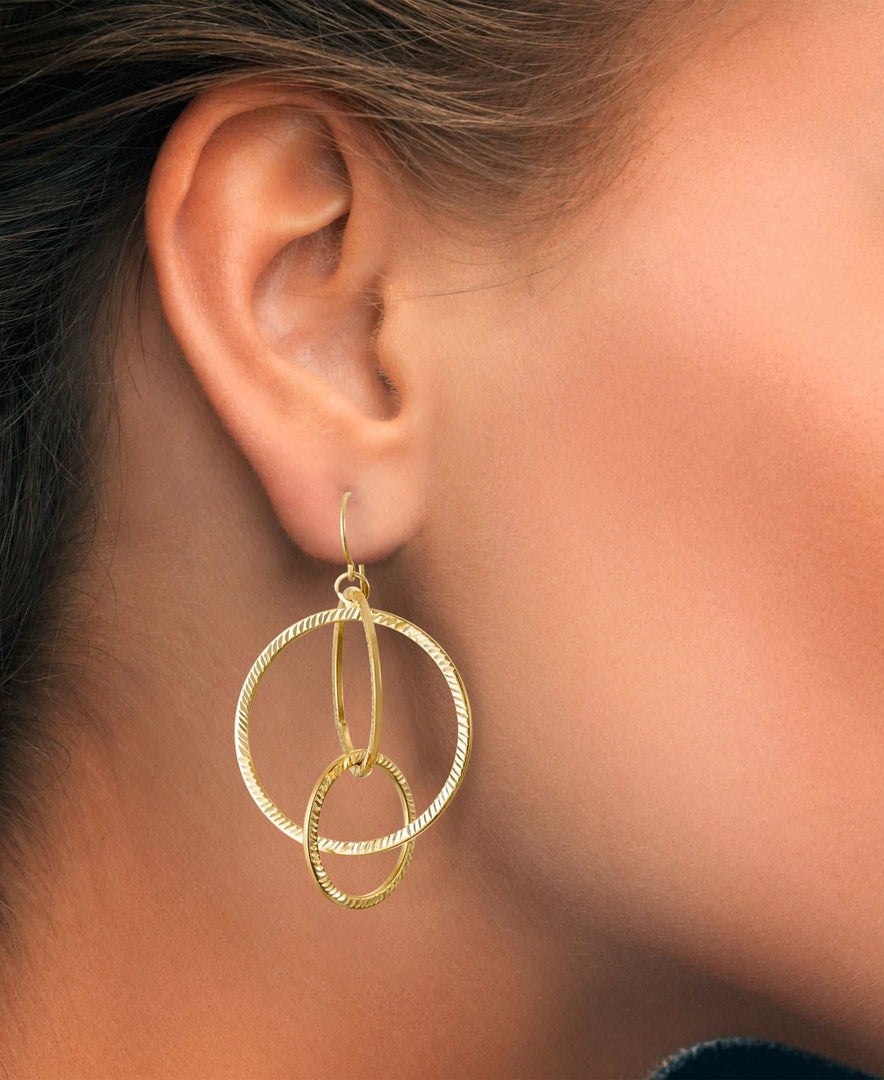 Yellow Gold_10K Gold Diamond Cut Orbital Drop Earrings - iHeart Jewels_I_Heart_1
