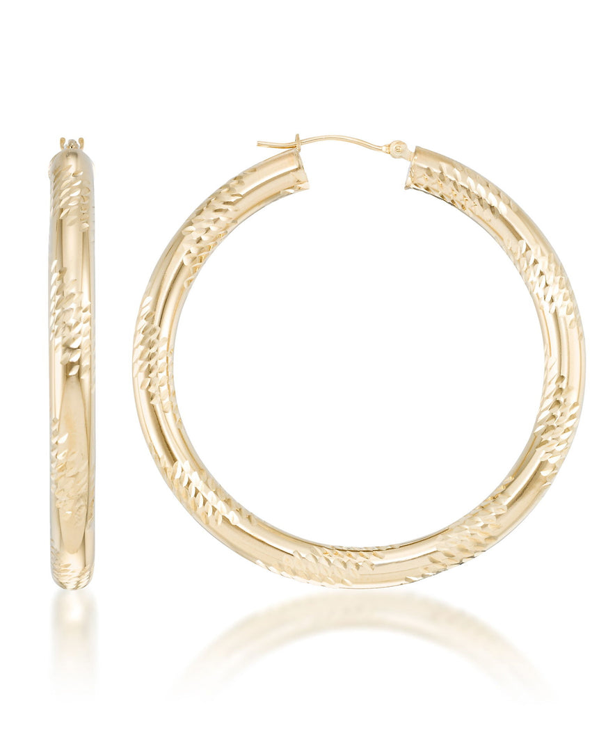 Yellow Gold_10K Gold Diamond Cut and High Polished Large and Bold Hoop Earrings - iHeart Jewels_I_Heart_1