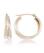 Load image into Gallery viewer, Yellow Gold_10K Gold Diamond Cut and Polished Double Hoop Earrings - iHeart Jewels_I_Heart_1