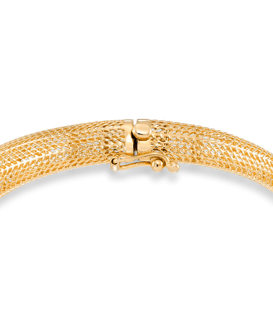 Yellow Gold_10K Gold Domed Woven Bangle Bracelet_I_Heart_1