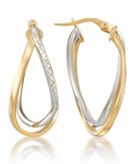 Load image into Gallery viewer, Two-Tone_10K Gold Double Oval Wave Hoop Earrings_I_Heart_1