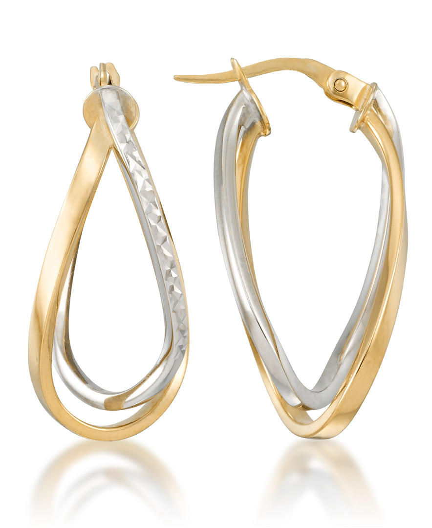 Two-Tone_10K Gold Double Oval Wave Hoop Earrings_I_Heart_1