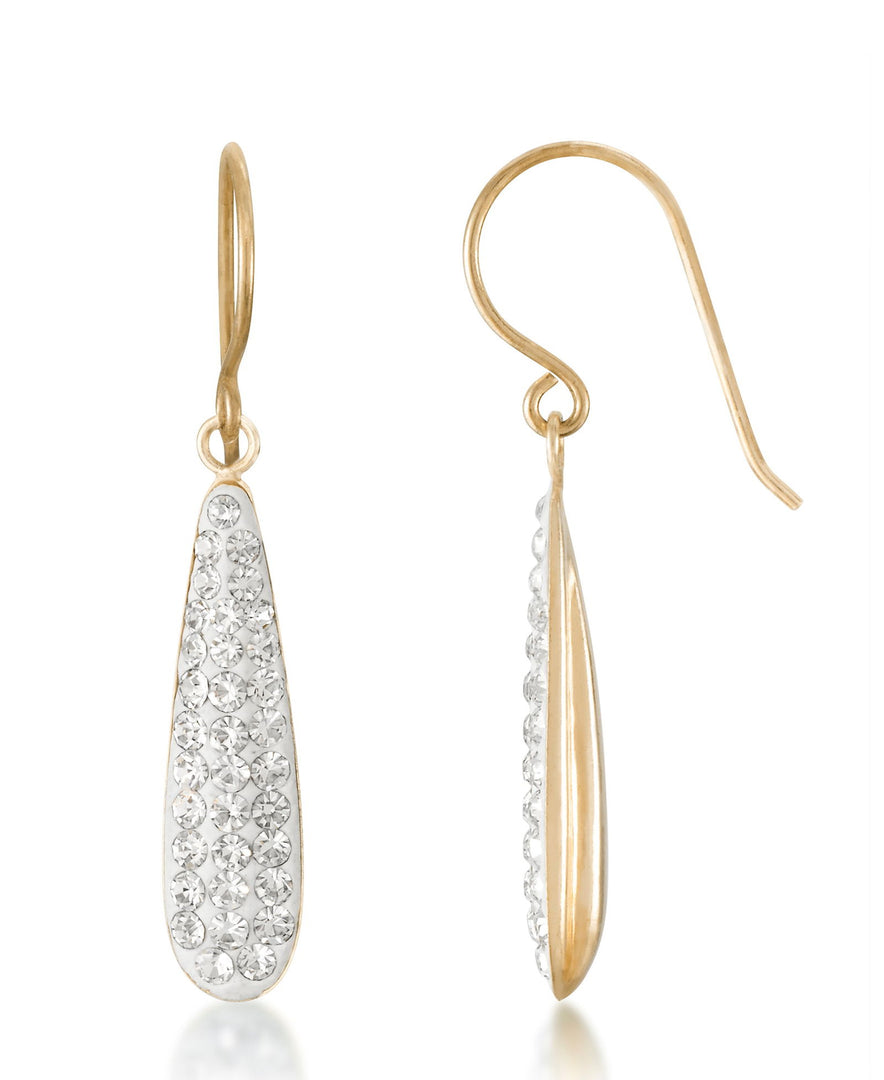 Yellow Gold_10K Gold Drop Earrings with Pave Crystals - iHeart Jewels_I_Heart_1