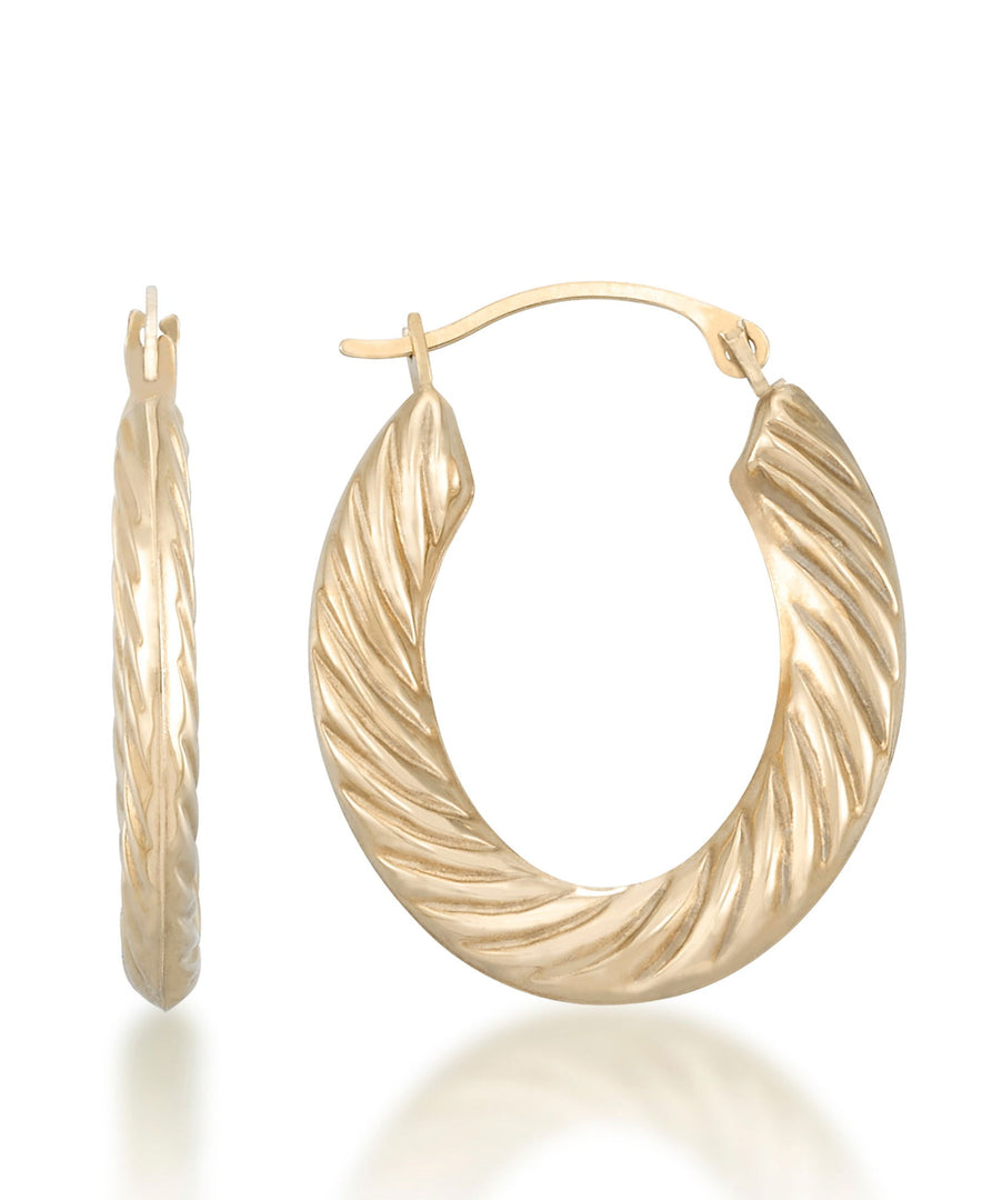 Yellow Gold_10K Gold Graduated Rope Hoop Earrings - iHeart Jewels_I_Heart_1