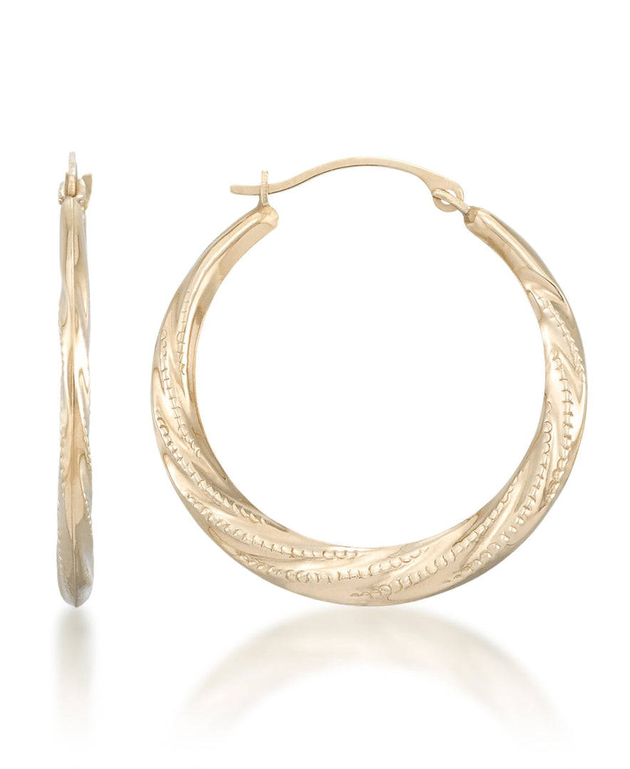 Yellow Gold_10K Gold High Polished Graduated Beaded Swirl Hoop Earrings - iHeart Jewels_I_Heart_1