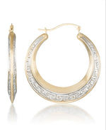 Load image into Gallery viewer, Two-Tone_10K Gold High Polished Graduated Greek Key Hoop Earrings - iHeart Jewels_I_Heart_2