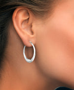 Load image into Gallery viewer, White Gold_10K Gold High Polished Graduated Hoop Earrings_I_Heart_2