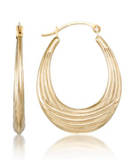Load image into Gallery viewer, Yellow Gold_10K Gold High Polished Graduated Ribbed Hoop Earrings - iHeart Jewels_I_Heart_1