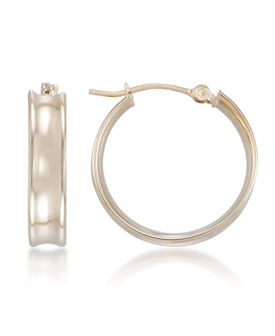 Yellow Gold_10K Gold High Polished Round Concave Hoop Earrings - iHeart Jewels_I_Heart_1