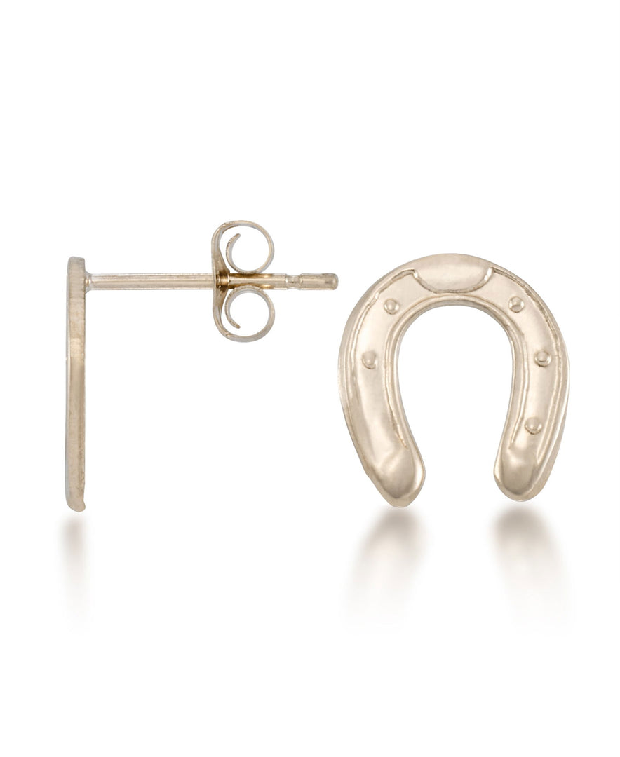 Yellow Gold_10K Gold Horseshoe Stud Earrings - iHeart Jewels_I_Heart_1