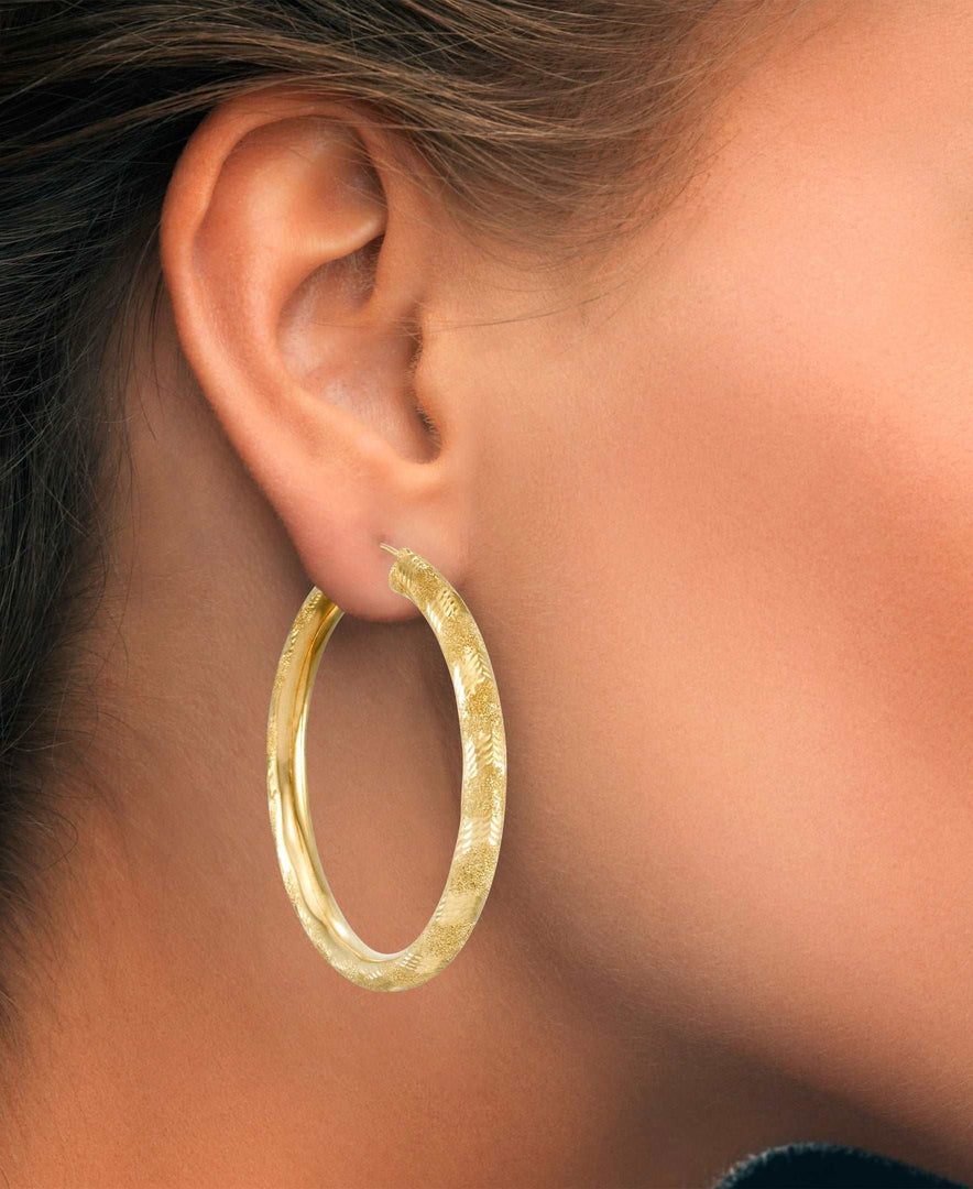 Yellow Gold_10K Gold Large Chevron Hoop Earrings - iHeart Jewels_I_Heart_1
