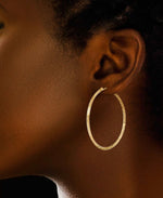 Load image into Gallery viewer, Yellow Gold_10K Gold Large Thin Profile Diamond Cut Hoop Earrings - iHeart Jewels_I_Heart_1