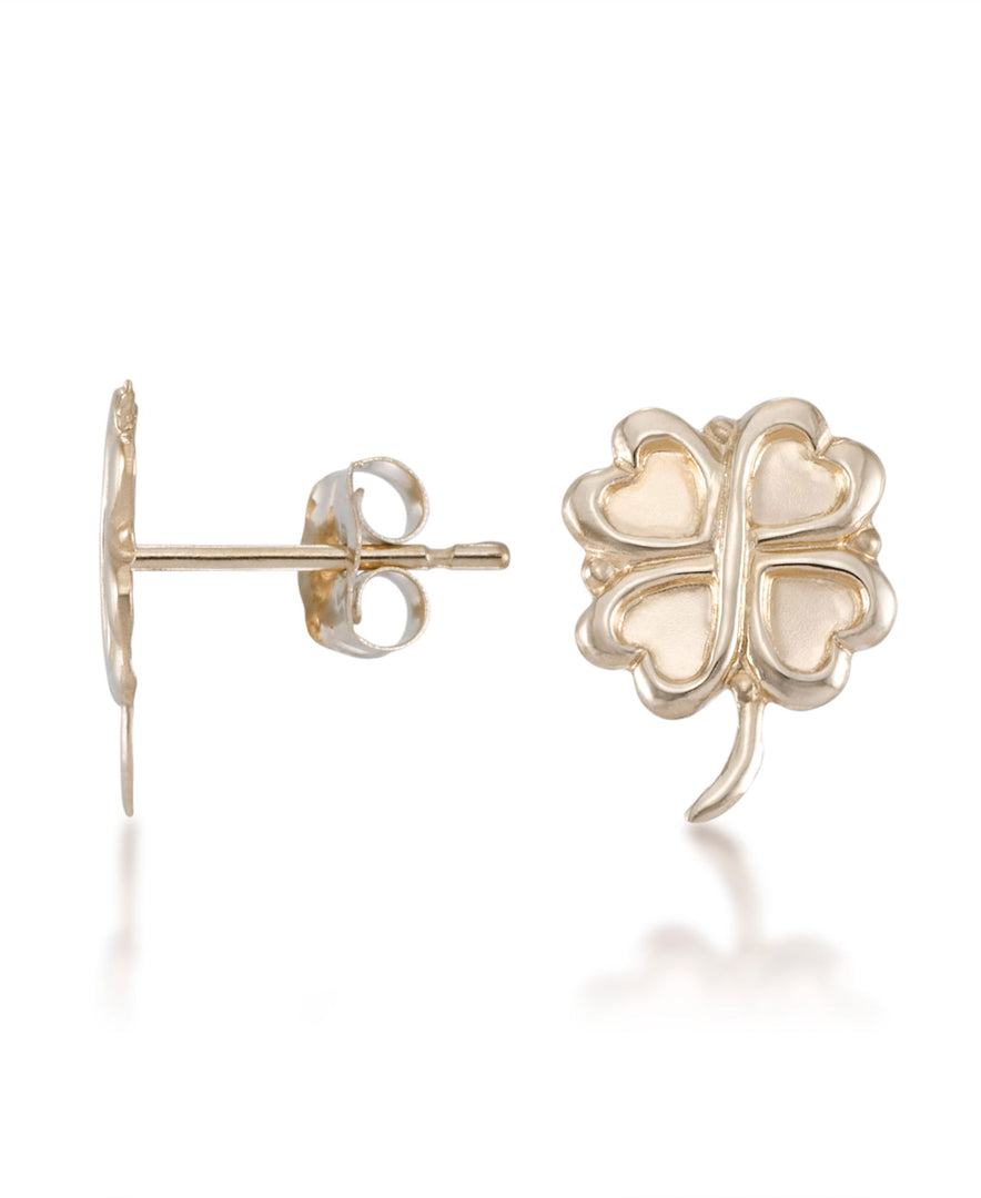 Yellow Gold_10K Gold Lucky Clovers Stud Earrings - iHeart Jewels_I_Heart_1