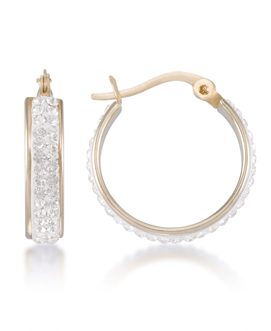 Yellow Gold_10K Gold Round Hoop Earrings with Pave Crystals - iHeart Jewels_I_Heart_1