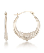 Load image into Gallery viewer, Yellow Gold_10K Gold Satin & Diamond Cut Graduated Heart Hoop Earrings - iHeart Jewels_I_Heart_1