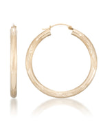 Load image into Gallery viewer, Yellow Gold_10K Gold Satin & Diamond Cut Station Hoop Earrings - iHeart Jewels_I_Heart_1