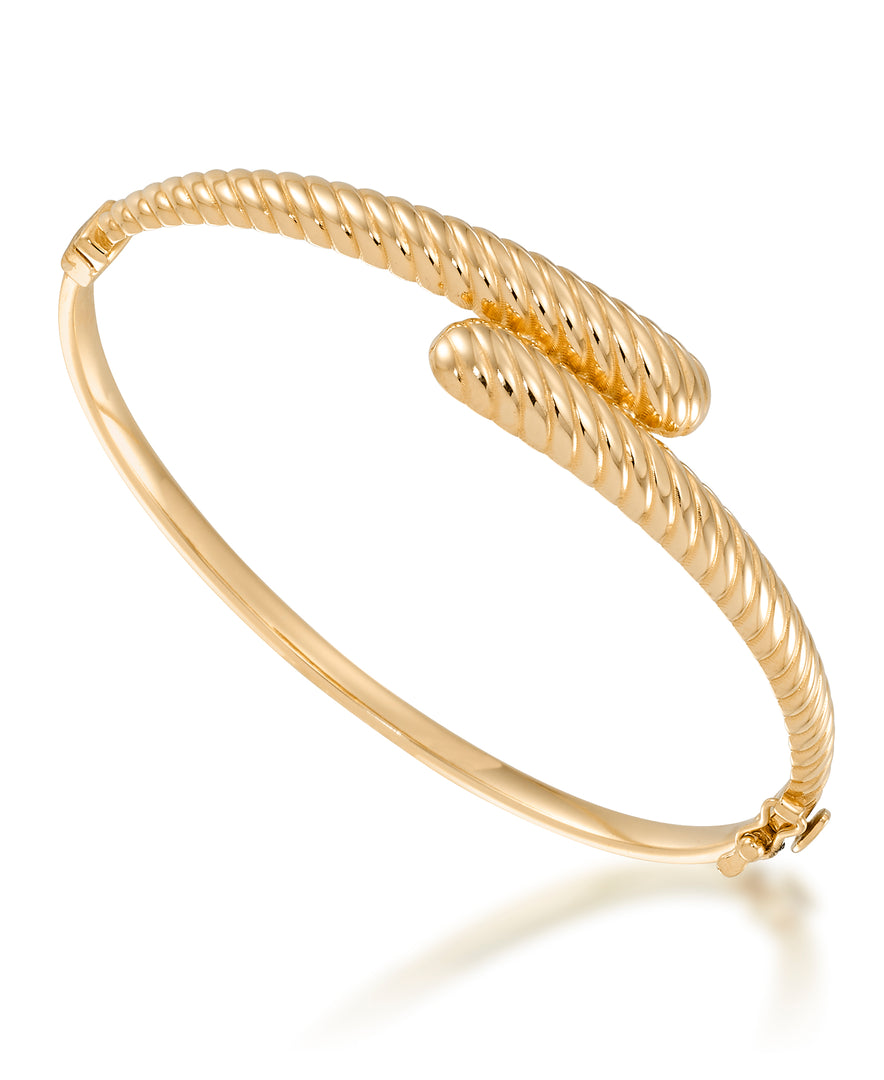 Yellow Gold_10K Gold Sculpted Bypass Bangle Bracelet_I_Heart_1