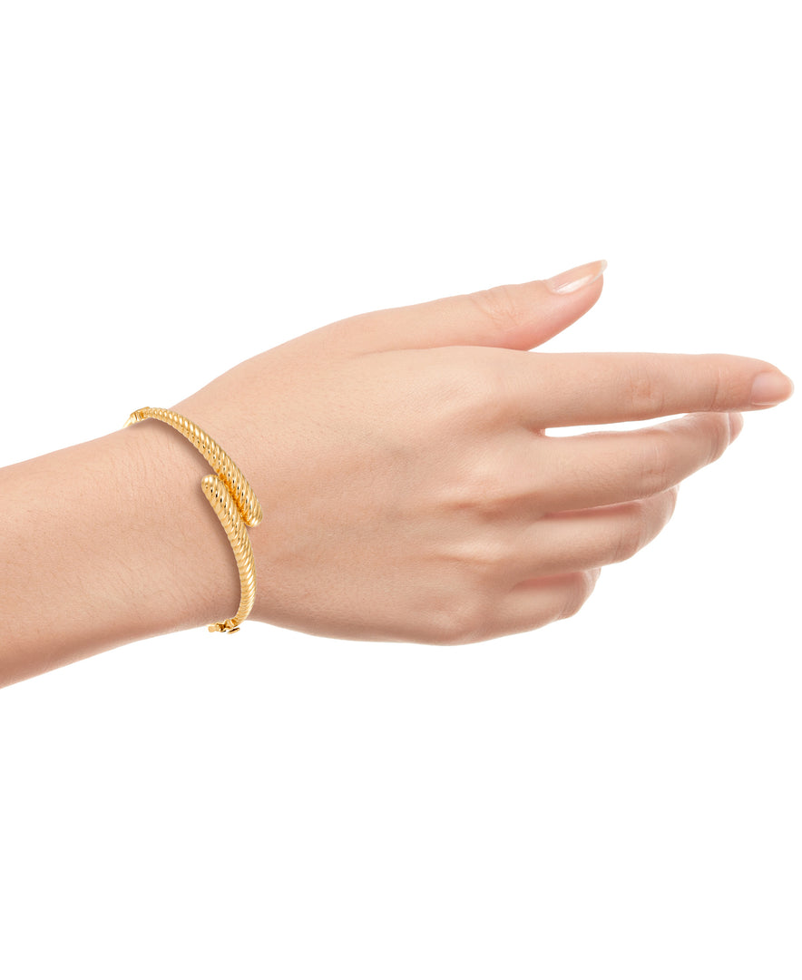 Yellow Gold_10K Gold Sculpted Bypass Bangle Bracelet_I_Heart_1