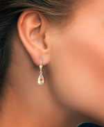 Load image into Gallery viewer, Tri-Color_10K Gold Tri-color Teardrop Lever Back Dangle Earrings. Made in Turkey_I_Heart_1