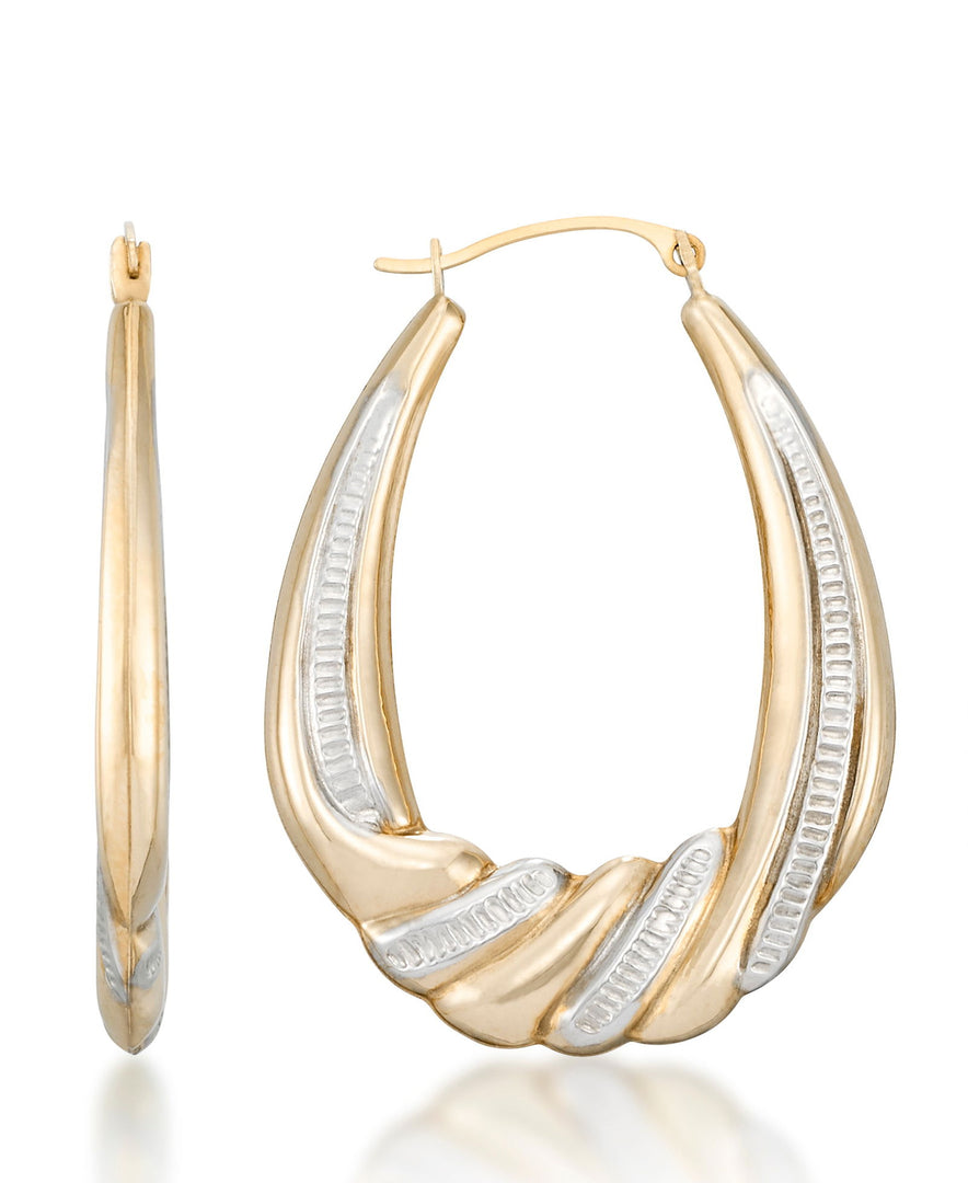 Two-Tone_10K Gold Two-Tone Graduated Swirl Hoop Earrings - iHeart Jewels_I_Heart_1