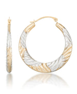Load image into Gallery viewer, Two-Tone_10K Gold Two Tone Woven Design Graduated Hoop Earrings - iHeart Jewels_I_Heart_1