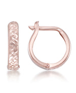 Load image into Gallery viewer, Rose Gold_10K Rose Gold Diamond Cut Petite Huggie Hoop Earrings - iHeart Jewels_I_Heart_1