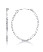 Load image into Gallery viewer, White Gold_10K White Gold Full Diamond Cut Brilliant Oval Hoop Earrings - iHeart Jewels_I_Heart_1