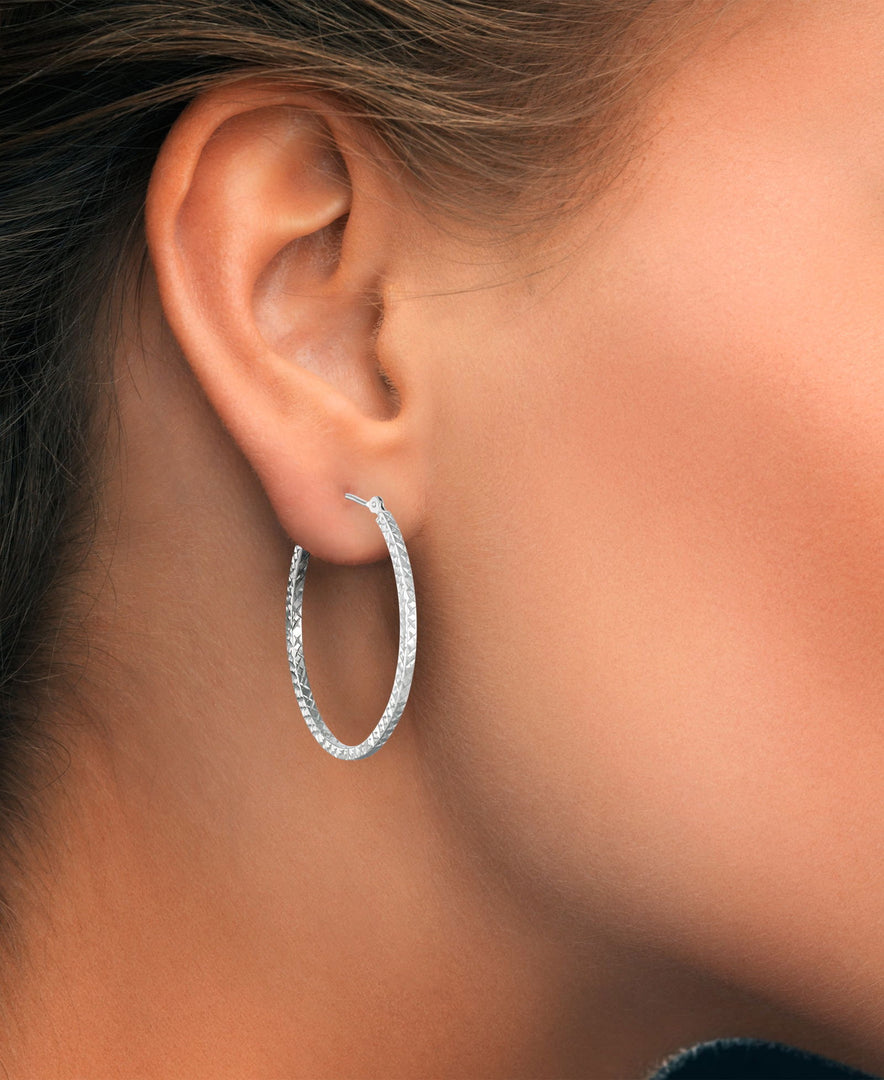 White Gold_10K White Gold Full Diamond Cut Brilliant Oval Hoop Earrings - iHeart Jewels_I_Heart_1