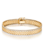 Load image into Gallery viewer, Yellow Gold_14K Gold Bismark Bracelet with Brilliant Simulated Diamonds, 7.5" Made in Italy_I_Heart_1