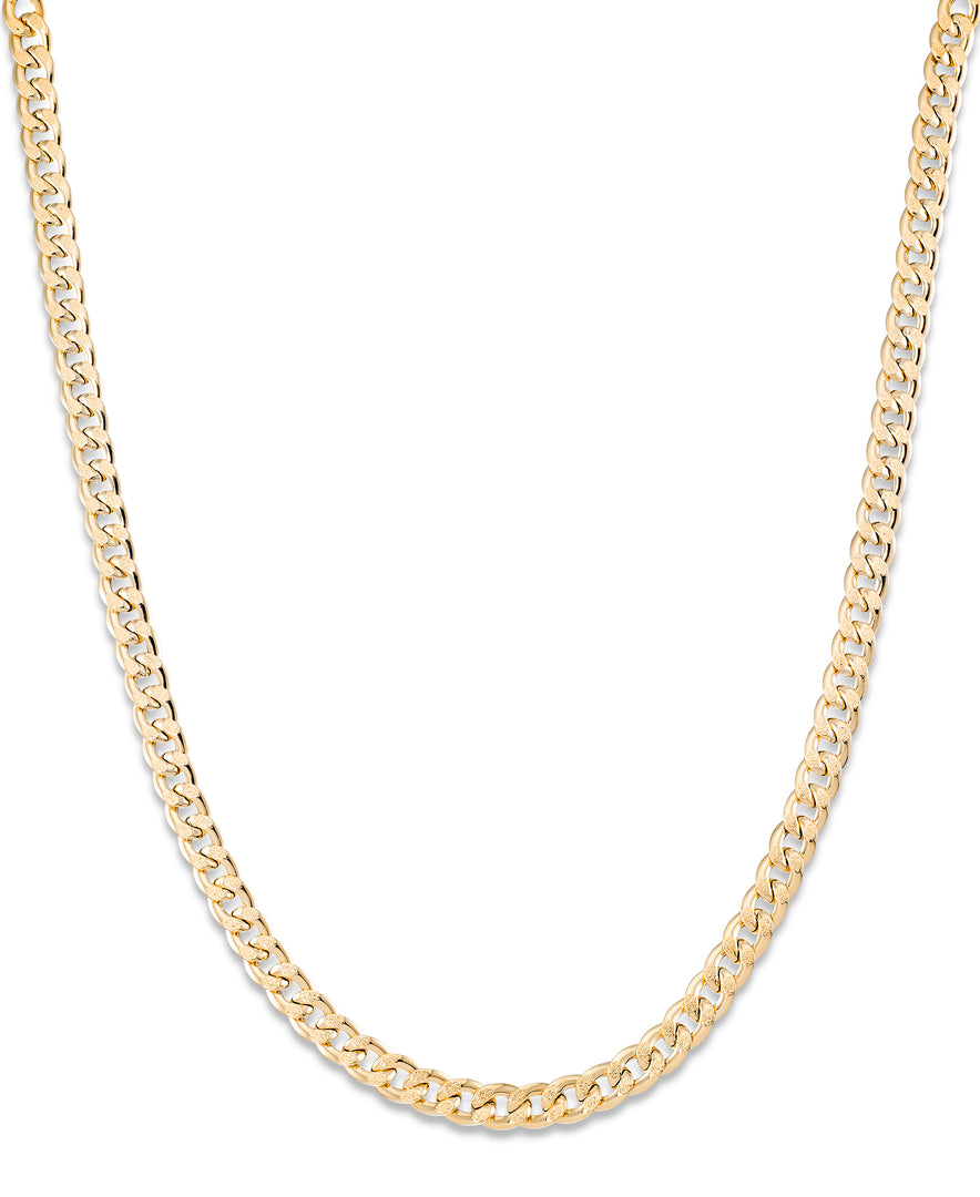 Yellow Gold_14K Gold Bold Curb Link Necklace, 18", Made in Italy_I_Heart_1