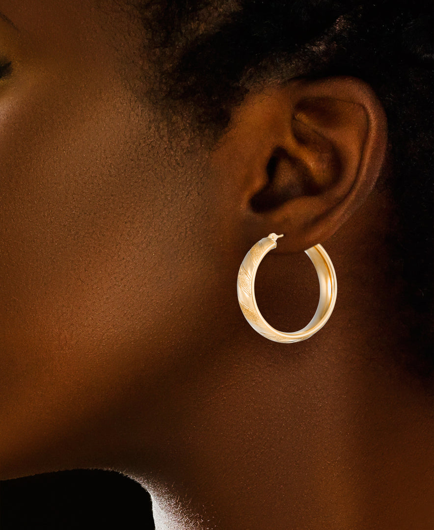 Yellow Gold_14K Gold Bold Diamond Cut and Polished Hoop Earrings_I_Heart_1