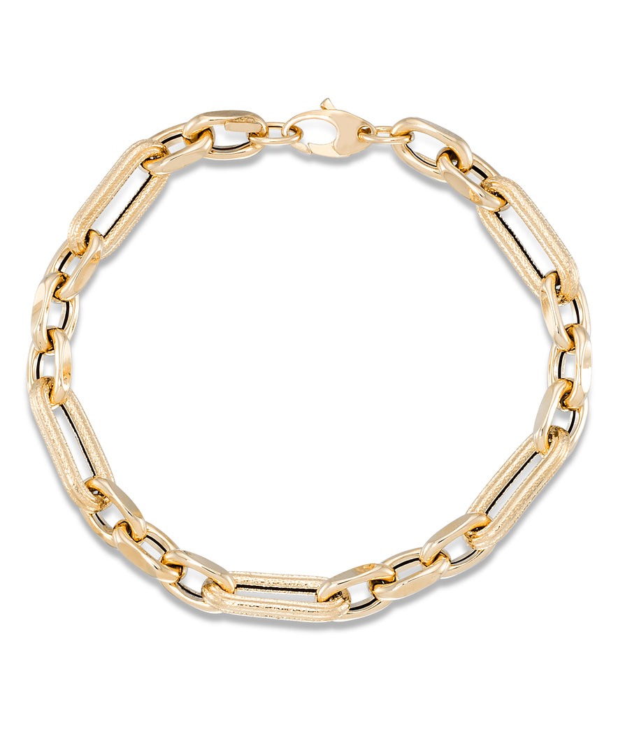 Yellow Gold_14K Gold Bold Paper Clip Bracelet, Made in Italy_I_Heart_1