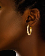 Load image into Gallery viewer, Yellow-Gold_14K Gold Brilliant Diamond Cut Bold Oval Hoop Earrings - iHeart Jewels_I_Heart_1