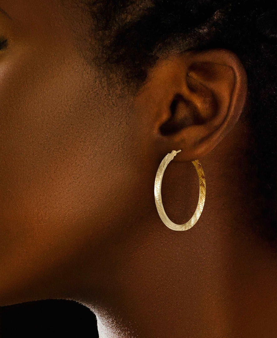 Yellow-Gold_14K Gold Brilliant Diamond Cut Concave Hoop Earrings - iHeart Jewels_I_Heart_1