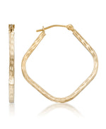 Load image into Gallery viewer, Yellow-Gold_14K Gold Diamond Cut Diamond Shape Hoop Earrings - iHeart Jewels_I_Heart_1