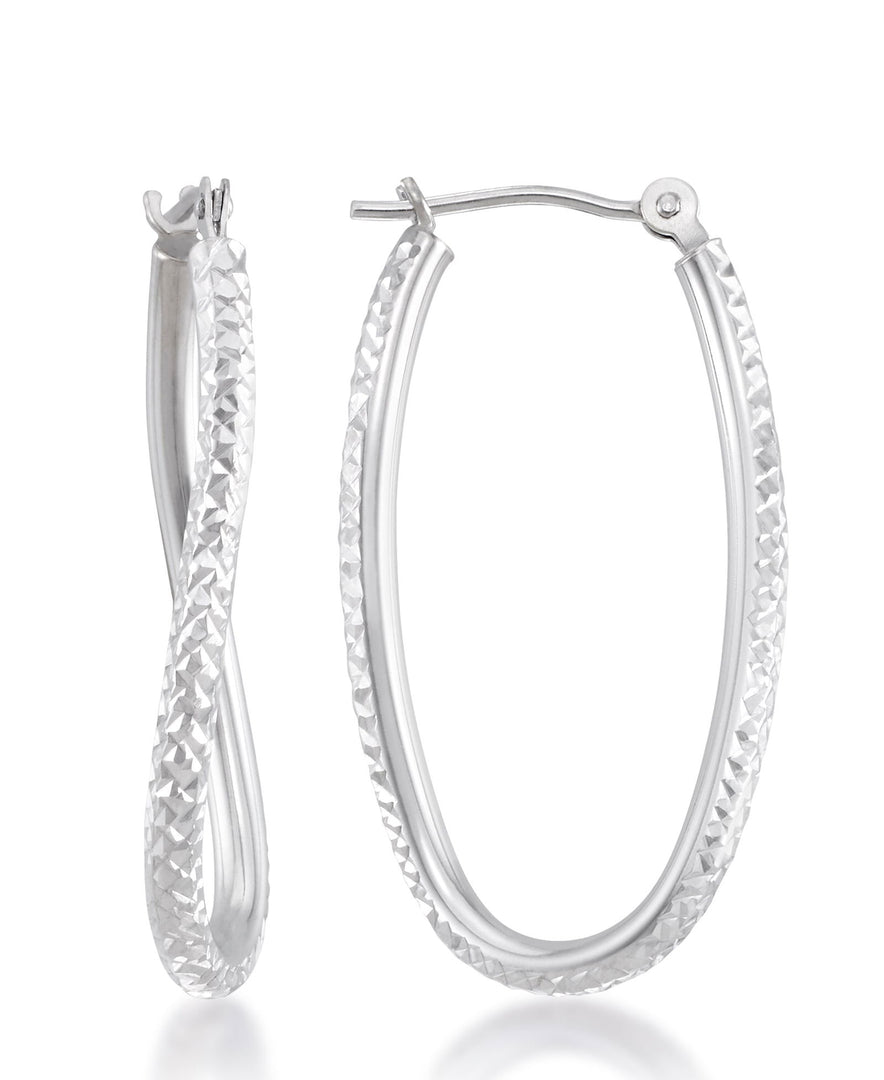 White Gold_14K Gold Diamond Cut Figure Eight Hoop Earrings - iHeart Jewels_I_Heart_2