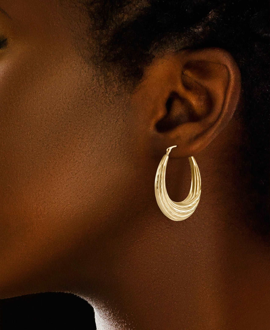 Yellow-Gold_14K Gold Diamond Cut Graduate Bold Hoop Earrings - iHeart Jewels_I_Heart_1