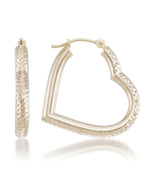 Load image into Gallery viewer, Yellow-Gold_14K Gold Diamond Cut Heart Shape Hoop Earrings - iHeart Jewels_I_Heart_1