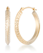 Load image into Gallery viewer, Yellow Gold_14K Gold Diamond Cut Knife Edge Hoop Earrings_I_Heart_1