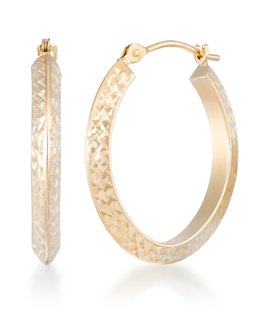 Yellow Gold_14K Gold Diamond Cut Knife Edge Hoop Earrings_I_Heart_1