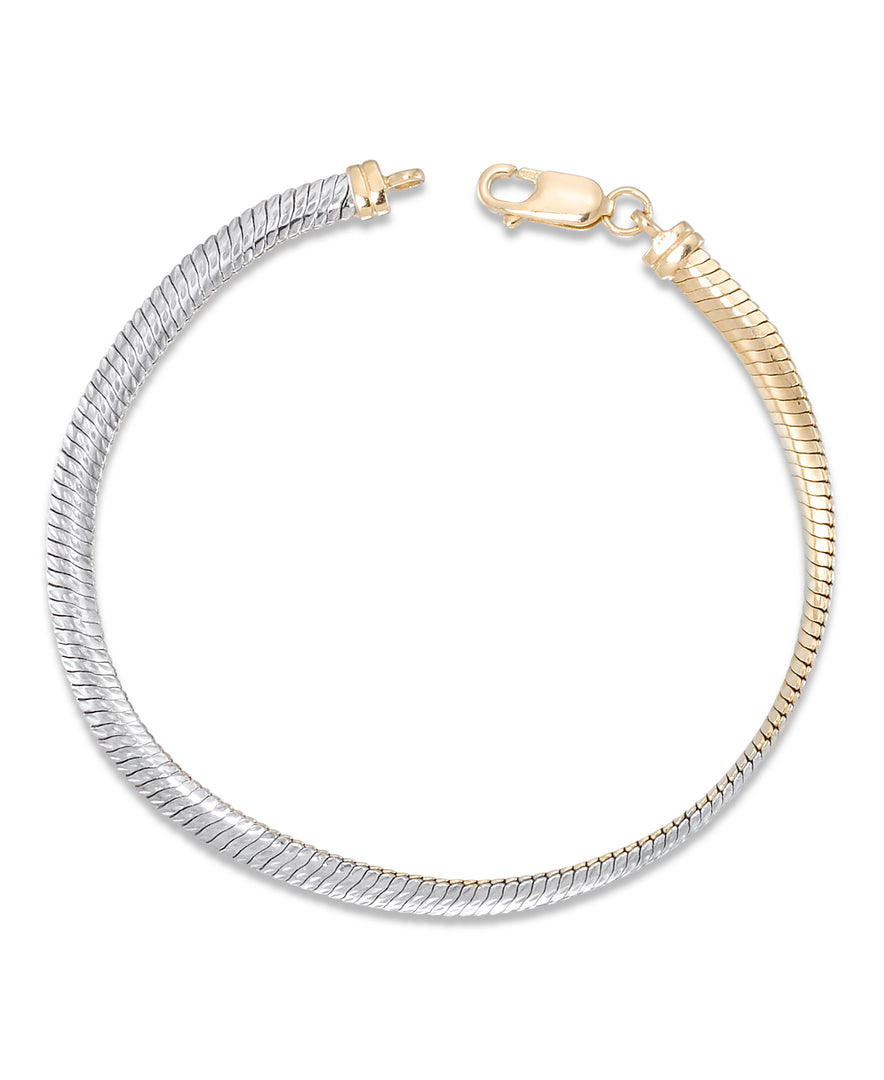Two-Tone_14K Gold Diamond Cut Omega Bracelet, 7.25", Made in Italy_I_Heart_1