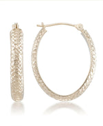 Load image into Gallery viewer, Yellow-Gold_14K Gold Diamond Cut Oval Hoop Earrings - iHeart Jewels_I_Heart_1