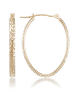 Load image into Gallery viewer, Yellow-Gold_14K Gold Diamond Cut Oval Hoop Earrings - iHeart Jewels_I_Heart_1