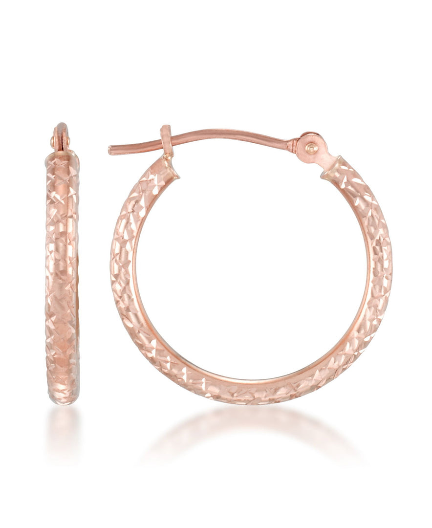 Rose Gold_14K Gold Diamond Cut Round Hoop Earrings Set - iHeart Jewels_I_Heart_2