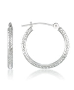 Load image into Gallery viewer, White Gold_14K Gold Diamond Cut Round Hoop Earrings Set - iHeart Jewels_I_Heart_1