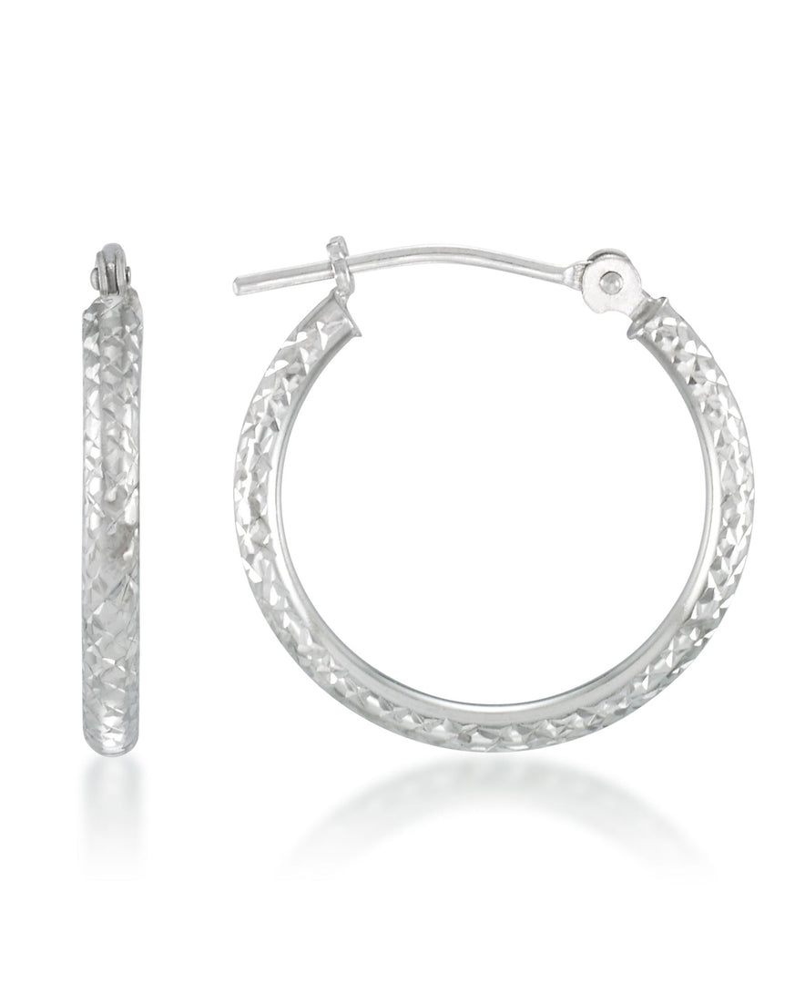 White Gold_14K Gold Diamond Cut Round Hoop Earrings Set - iHeart Jewels_I_Heart_1